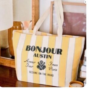 Sezane Yellow & Cream Stripe tote
